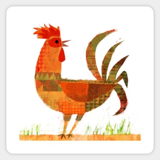 Patchwork Rooster Sticker